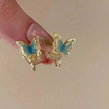 Новый двухслойный зажим для ушей с индивидуальной геометрией и бабочкой для женщин