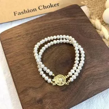 Новый двухслойный женский браслет из пресноводного жемчуга, браслет Ins Style, модный классический тренд, простые ювелирные изделия для рук, аксессуары