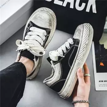 Новый дышащий и модный дизайн с толстой подошвой для старых повседневных парусиновых туфель, универсальная и модная мужская обувь размером 39-44 39 чёрный