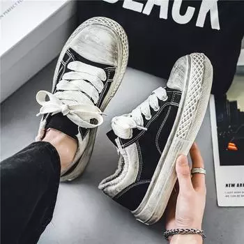 Новый дышащий и модный дизайн с толстой подошвой для старых повседневных парусиновых туфель. Универсальная и модная мужская обувь. 39 чёрный