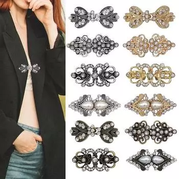 Новый джемпер со стразами, застежка для накидки из сплава, застежка для воротника, застежка для шарфа, брошь на талии