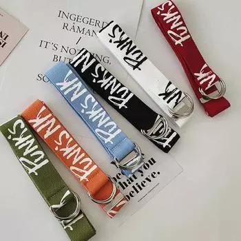 Новый джинсовый ремень с двойной пряжкой и английским принтом, декоративный ремень в корейском стиле, универсальный студенческий холст для мужчин и женщин 130cm красный