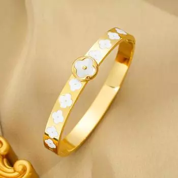 Новый европейский и американский браслет из титановой стали, легкий, роскошный, универсальный, не выцветающий, четырехлистный клевер