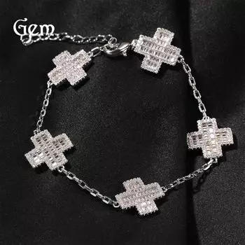 Новый европейский и американский браслет с крестом и 5 цветами, легкий роскошный браслет с нишевым дизайном и бриллиантами, универсальный браслет золотой