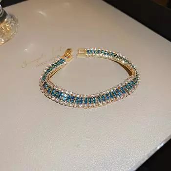 Новый европейский и американский модный темперамент, индивидуальный дизайн, тяжелая промышленность, ниша, универсальный, браслет с маленькой зеленой полоской