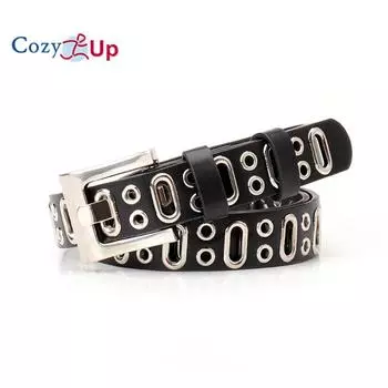 Новый европейский и американский панк женский ремень хип-хоп универсальный модный ремень модный нейтральный овальный газовый глаз мужской и женский тот же ремень 110x2.4cm белый