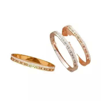 Новый европейский и американский ретро-бриллиантовый комплект с римскими цифрами, позолоченный браслет из титановой стали для женщин, простой браслет золотой