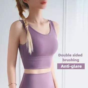 Новый европейский и американский U-образный красивый спина модный жилет спортивный бюстгальтер полное покрытие анти-воздействие ударопрочный собранный одежда для йоги S чёрный