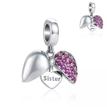 Новый европейский кулон с открытым сердцем, сестра, Diy из бисера, подходит, оригинальный модный браслет из стерлингового серебра 925 пробы для женщин, изготовление ювелирных изделий