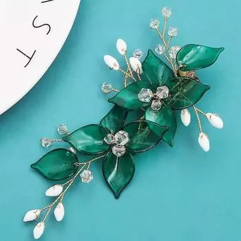 Новый европейский свадебный головной убор в виде листа, кристалла, жемчуга, цветка, заколка для волос, необычная заколка для волос, свадебные прически розовый