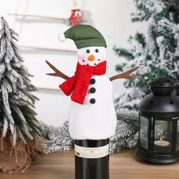 Новый фланелетовый рождественский набор бутылок вина, украшение стола, старик, снеговик, домашняя рождественская праздничная композиция, бутылка красного вина, набор