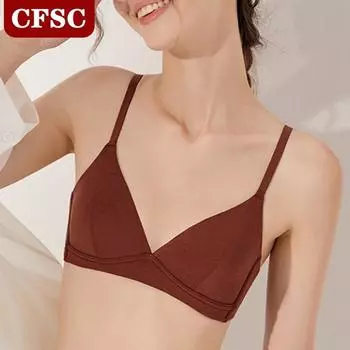Новый французский бесшовный бюстгальтер для девочек с треугольными чашками, дышащее нижнее белье, женский съемный бюстгальтер пуш-ап S