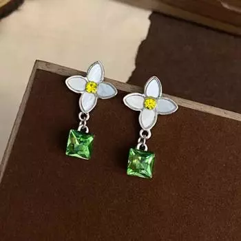 Новый французский минималистичный дизайн, цветы, серьги с цирконом, женские ювелирные изделия, подарки