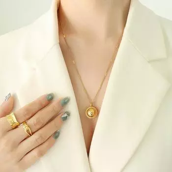 Новый французский темперамент, летняя ниша, не выцветает, титановая сталь, ретро-планета, цепочка на ключицу из титановой стали с золотым покрытием