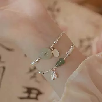Новый Fulu Ping An, новый китайский нерегулярный серебряный сломанный бамбуковый шарнирный женский браслет, имитация нефритовой тыквы, ретро-китайский стиль, ремесло Adjustable size