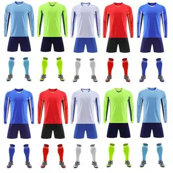 Новый футбольный спортивный костюм, тренировочный камуфляжный футбольный костюм, школьный спортивный костюм для взрослых и детей, игровой трикотаж с длинными рукавами 16 белый