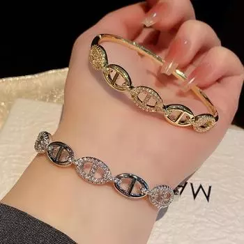 Новый гальванический браслет с микроинкрустацией циркония, модные, роскошные и высококачественные ювелирные изделия 17CM