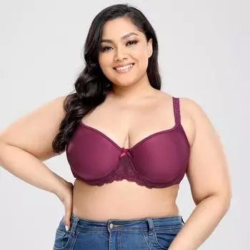 Новый гладкий тонкий фундамент большого размера, бюстгальтер, нижнее белье, толстая женская большая грудь мм, маленькая. 90C бордовый