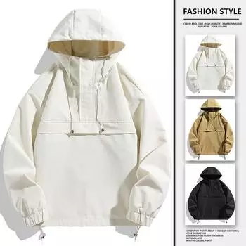 Новый год куртка с капюшоном мужская функциональная ветровка рабочая одежда для отдыха на открытом воздухе пуловер с капюшоном полуоткрытый воротник куртка M