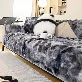 Новый градиентный цветной плюшевый диванный чехол, утолщенный нескользящий зимний чехол для дивана, коврик для дивана в гостиной, декоративное полотенце для спинки от пыли 70x70cm 1pcs