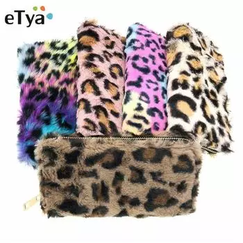 Новый градиентный леопардовый плюшевый кошелек из искусственной кожи, зажим для денег, женский модный кошелек для монет, органайзер для кредитных карт, органайзер на молнии, сумка