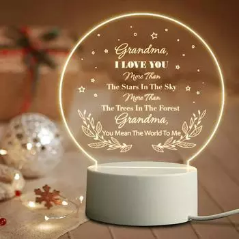 Новый гравированный ночник, подарки бабушке от внучки внуку, рождественские подарки бабушке на день рождения, подарки бабушке бабушке WHITE