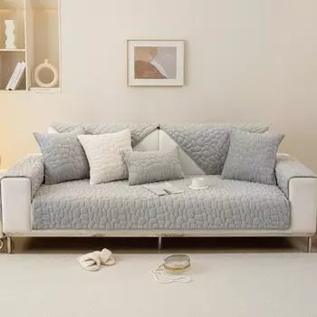 Новый Гусь, мягкий камень, диванная подушка, осень-зима, утолщенный плюшевый чехол для дивана, минималистичный стиль, противоскользящий теплый чехол, тканевая подушка 70x70cm 1pcs