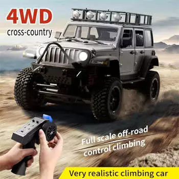 Новый гусеничный автомобиль 4x4 MN128 2.4G, внедорожник для скалолазания, профессиональная версия со светодиодной подсветкой, полномасштабная радиоуправляемая модель, игрушечный автомобиль с дистанционным управлением, подарок для мальчика 1 Battery чёрный
