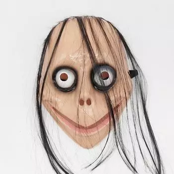 Новый Хэллоуин, длинные волосы, страшные маски МОМО для девочек, реквизит для выпускного вечера, жуткие маски клоуна