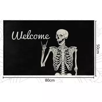 Новый Хэллоуинский коврик для двери с черепом для внутренней и наружной декорации, 50x80см