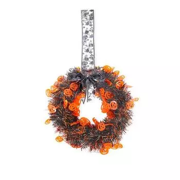 Новый хеллоуинский венок-подвеска на праздник призраков, имитация виноградной лозы, круглая лента для волос, кулон в виде тыквы и банта