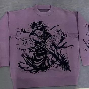 Новый хип-хоп уличный готический винтажный пуловер для мужчин и женщин Y2K Harajuku в стиле панк весенний вязаный свитер M