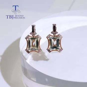 Новый хит продаж, серьги с натуральным зеленым аметистом из стерлингового серебра 925 пробы, ювелирные изделия, подарок для женщин, мамы, жены, хороший подарок M зелёный