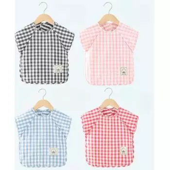 Новый хлопковый складной карман для пищевых отходов, детские банданы, нагрудники, креативный клетчатый дизайн, ткань для детской отрыжки для детей, фартук для кормления 80-90cm