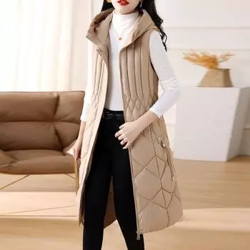 Новый хлопковый жилет, женское осеннее и зимнее хлопковое пальто средней длины, корейская версия, модное женское пуховое хлопковое пальто, майка L