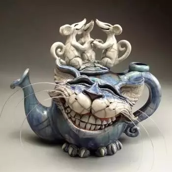 Новый художественный чайник ручной работы с котом, дьяволом, котом, креативные украшения для домашнего рабочего стола, кошки, рыбы и птицы, поделки из смолы, украшение для сада