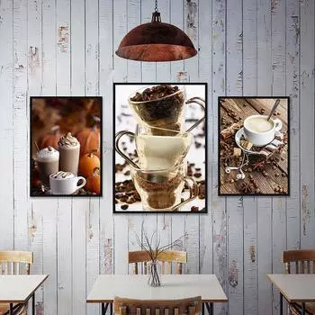 Новый художественный постер на тему кофе, декоративная живопись, постер, художественная ткань, домашний фон, украшение на стену, подвесная картина 20x30cm