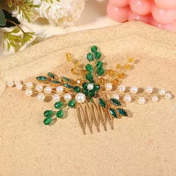 Новый идиллический свадебный головной убор, хрустальный гребень для волос ручной работы, аксессуары для волос со стразами, расческа золотой