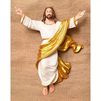 Новый идол Воскресшего Иисуса Христа и экспонат для подарков и декора (Золото и Белый) (3 x 10 x 12 дюймов), Идол