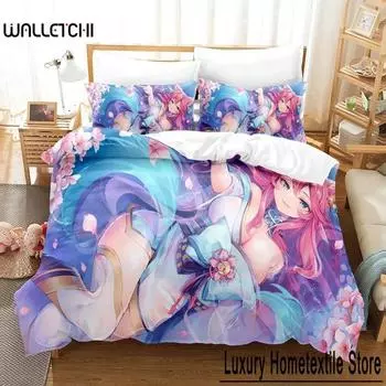 Новый игровой комплект постельного белья Spirit Blossom Ahri Single Twin Full Queen King Size Bed Set Adult Kids Bedroom Duvet cover Sets Anime Bed 70x133cm 2pcs