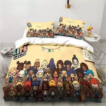 Новый игровой комплект постельного белья Toca Life World Excavator Sheet King Twin Double Child Bedding Set Mircofiber или Polyester Bedding Cover Set EU Single(135x200cm)