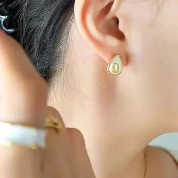 Новый индивидуальный маленький свежий универсальный дизайн авокадо яйцо форма ожерелье серьги комплект ювелирных изделий