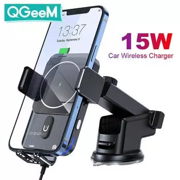 Новый индукционный автомобильный держатель для телефона QI, 15 Вт, беспроводная зарядка, автомобильное зарядное устройство, вентиляционное отверстие, поддержка приборной панели для iPhone 12, 13, 14, 8, Samsung LG air outlet чёрный