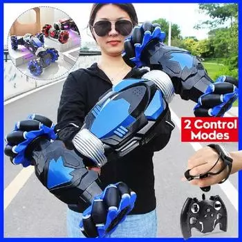 Новый индукционный радиоуправляемый автомобиль с дистанционным управлением 2,4 ГГц, трюковый автомобиль, крутящийся, внедорожные автомобили, автомобиль, 360 Flip Drift, радиоуправляемые игрушки со светлой музыкой Type C Dual Modes синий