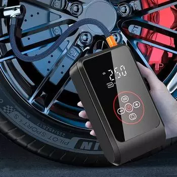 Новый интеллектуальный электрический портативный воздушный насос с быстрой зарядкой, подходящий для мотоциклов, велосипедов, лодок, автомобилей, автомобильный воздушный компрессор с цифровым экраном Wired Style чёрный