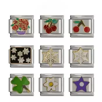 Новый итальянский браслет-подвеска шириной 9 мм, цветок ромашки, звезда, снежинка, вишня, сделай сам, итальянский браслет из нержавеющей стали, изготовление ювелирных изделий DJ097