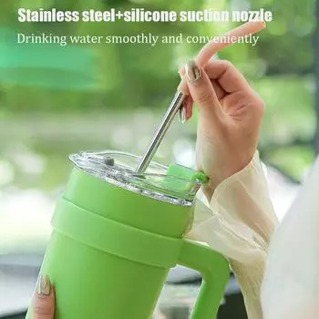 Новый изолированный и холодный стаканчик для мороженого с ручкой для автомобиля, трансграничный хит продаж, большой емкости, 40 унций, портативный автомобильный изолированный стаканчик зелёный