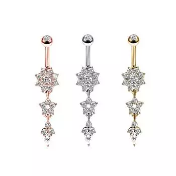 Новый изысканный лепесток из нержавеющей стали с цирконом, модное кольцо для пупка для ногтей