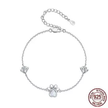 Новый изысканный опал S925 серебряный браслет ниша легкий роскошный стиль браслет с принтом кошачьей лапы ювелирный подарок Adjustable size