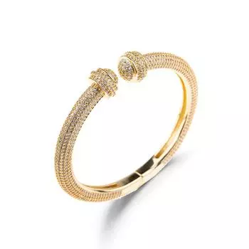 Новый изысканный открытый браслет с полным цирконием золотого цвета, ювелирные изделия для вечеринки, свадьбы, женские модные аксессуары, праздник золотой